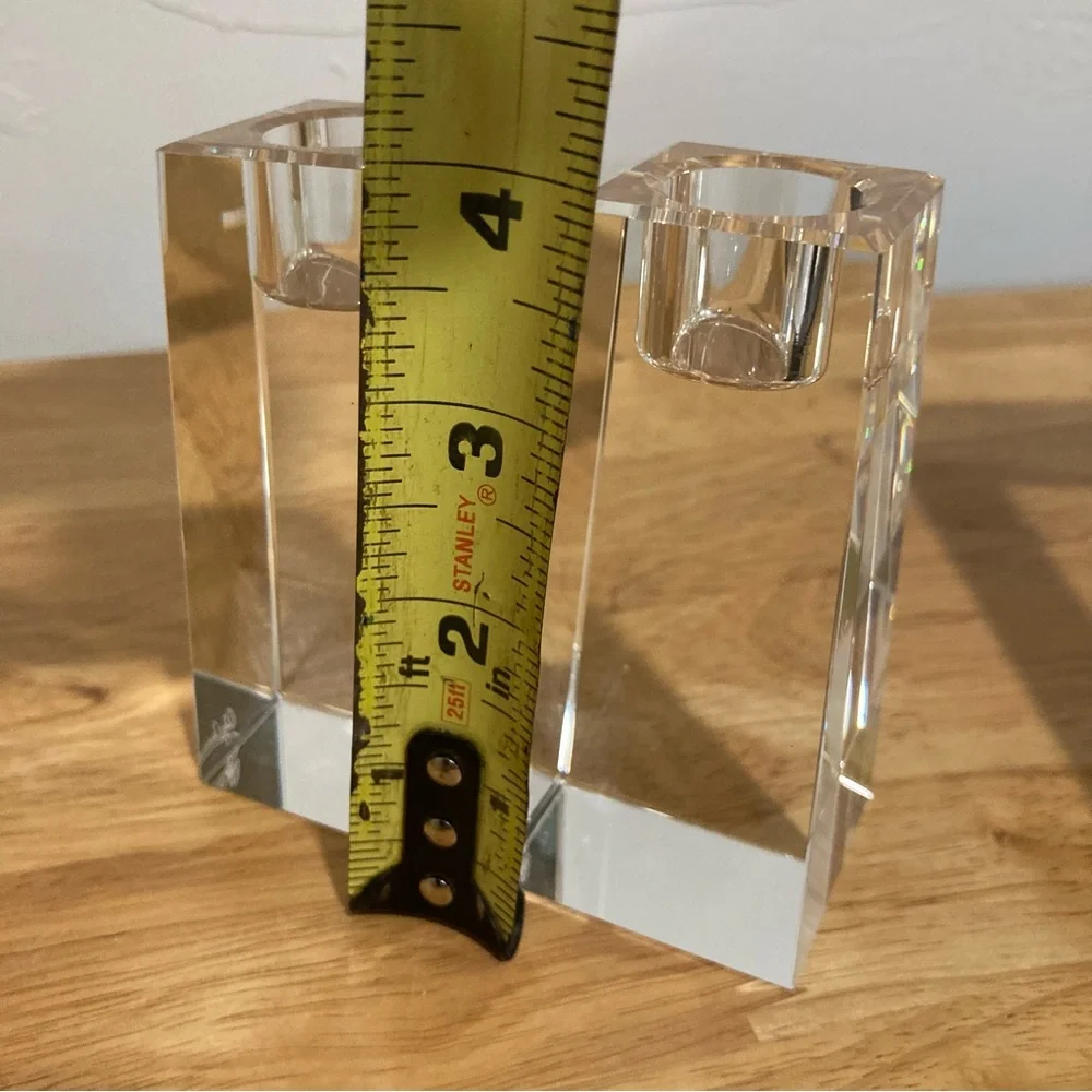 2 Crystal Candle Holders Oleg Cassini Kelly 4” Tall Clear Candlestick Set